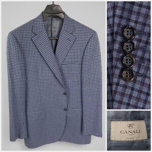 Canali Men's 46R (US) Blue Wool Sports Coat Blazer Made in Italy